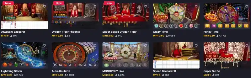 King333 Live Casino Lobby